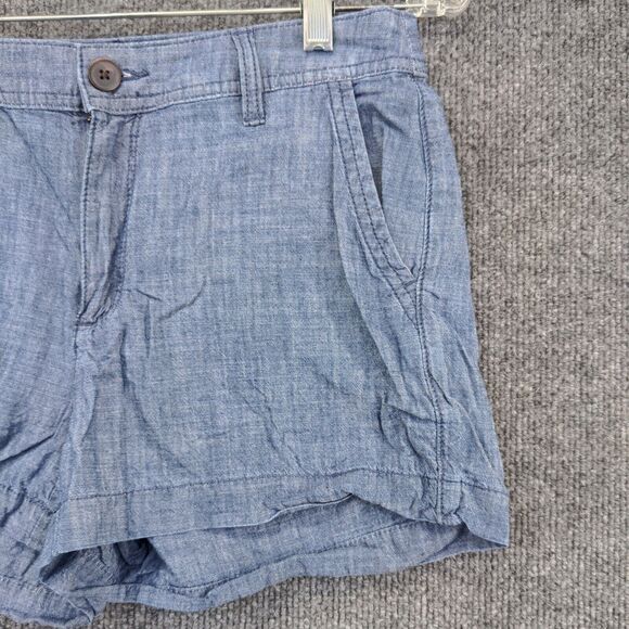 A New Day Womens Chino Shorts Blue Size 2 Slash Pockets Cotton - Picture 7 of 11